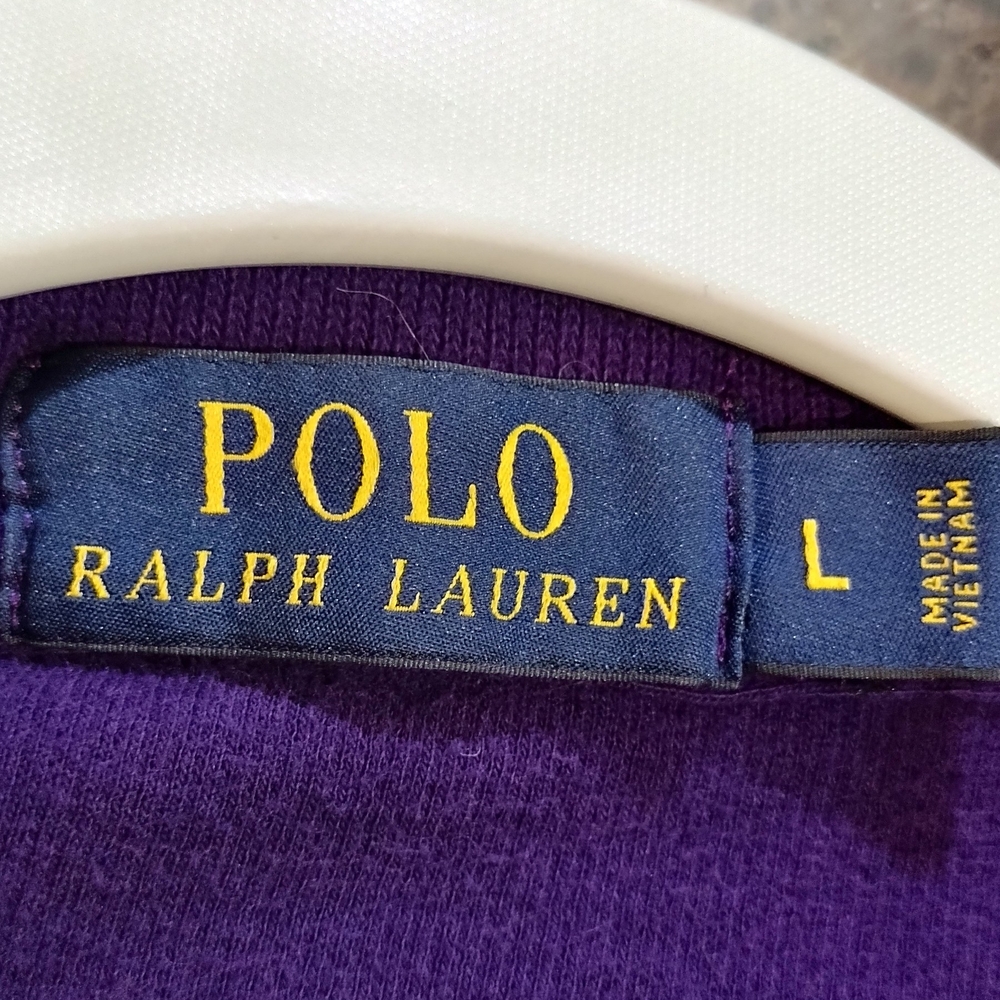 polo ralph lauren 1/4 zip Sweatshirt Purple Shirt Size Large - Picture 5 of 6